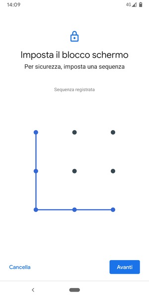 Disegna una sequenza di sblocco e seleziona Avanti