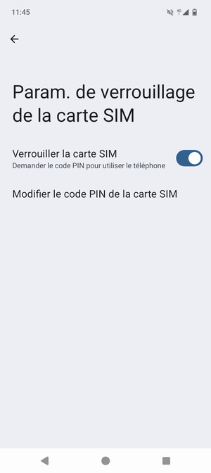 Sélectionnez Modifier le code PIN de la carte SIM