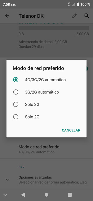 Seleccione la opción deseada