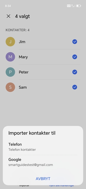 Velg din Google-konto
