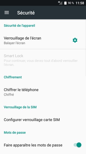 Sélectionnez Verrouillage de l'écran