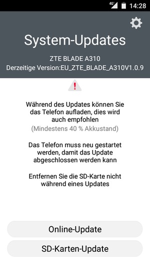 Wählen Sie Online-Update
