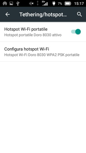 Il telefono è ora pronto per essere usato come modem