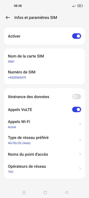 Sélectionnez Type de réseau préféré