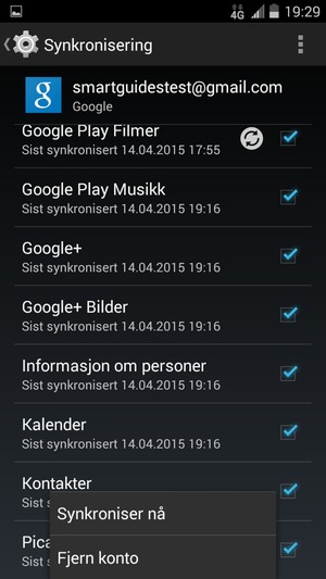 Velg Synkroniser nå