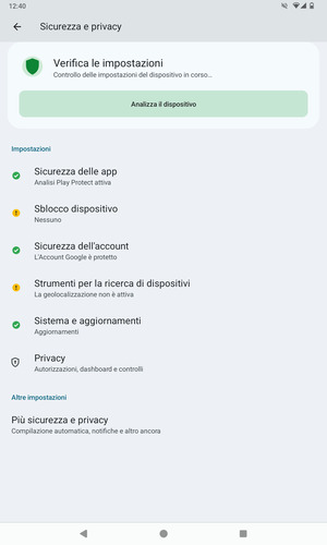 Scorri e seleziona Piú sicurezza e privacy