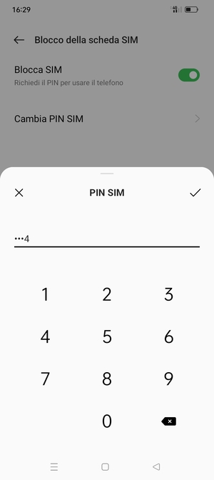 Inserisci PIN attuale per questa scheda SIM e seleziona OK