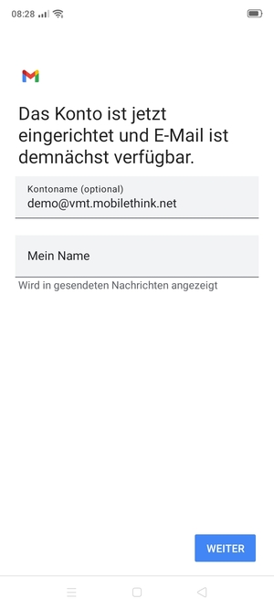 Geben Sie Ihrem Konto einen Namen und geben Sie Ihren Namen ein. Wählen Sie WEITER