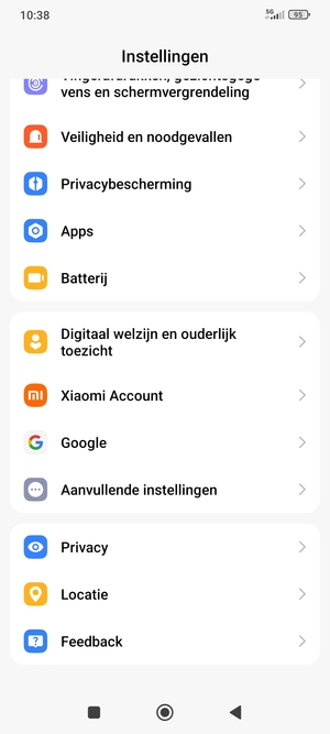 Scroll naar en selecteer Locatie