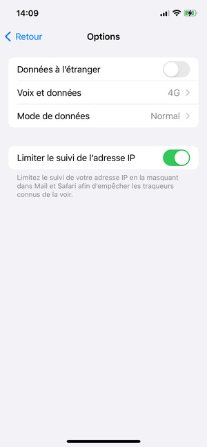 Activer ou désactiver Données à l'étranger