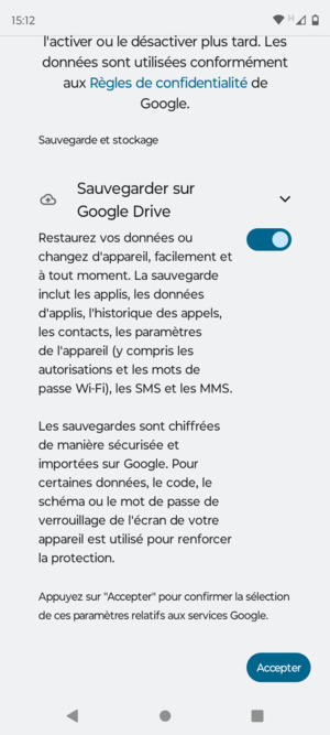 Sélectionnez Accepter