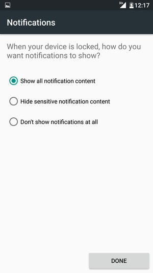 Select your preferred option and select DONE