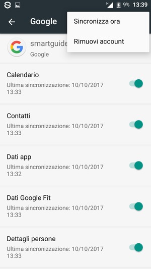 Seleziona Sincronizza ora