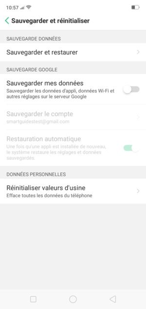 Activer le Sauvegarder mes données