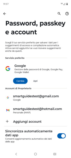 Seleziona il tuo account Google