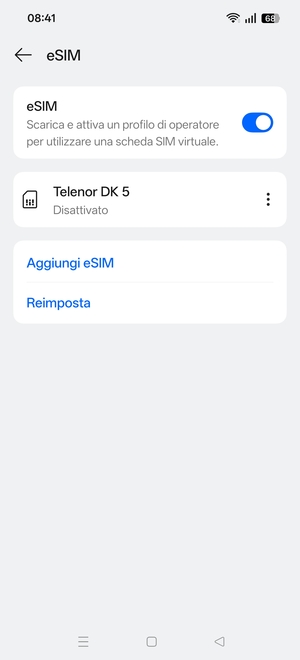 Seleziona il tasto Menu