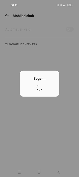 Afvent at søgningen er afsluttet