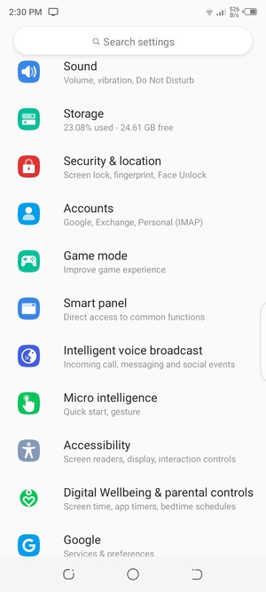 Scroll to and select Accounts