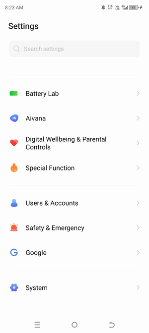 Scroll to and select System