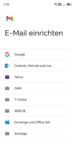 Wählen Sie Outlook, Hotmail und Live