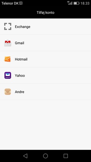 Vælg Gmail eller Hotmail