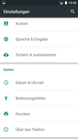 Scrollen Sie und wählen Sie Über das Telefon