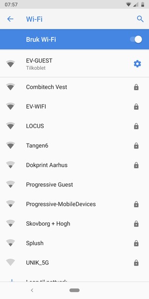 Du er nå koblet til Wi-Fi-nettverket