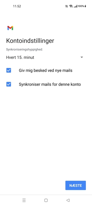 Vælg NÆSTE