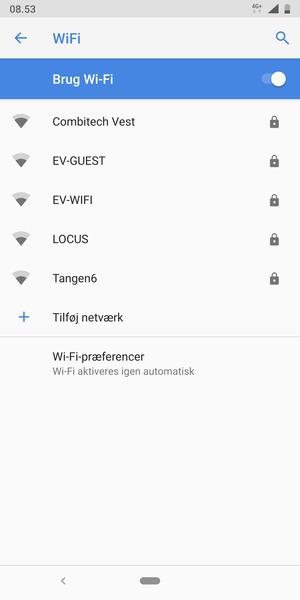 Vælg det trådløse netværk, du ønsker at oprette forbindelse til