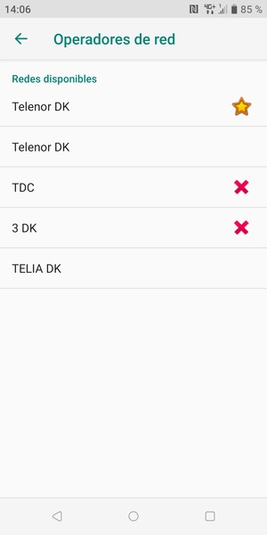 Seleccione un operador de red de la lista