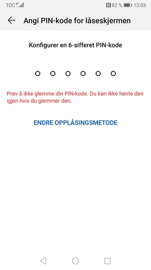 Velg ENDRE OPPLÅSNINGSMETODE
