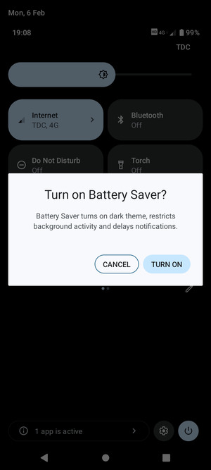 Select TURN ON