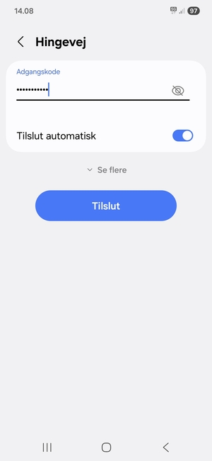 Indtast Wi-Fi adgangskoden og vælg Tilslut