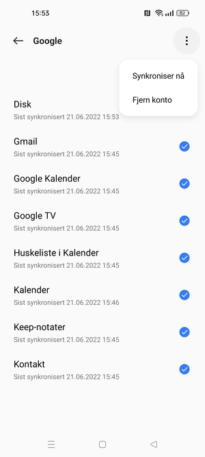 Velg Synkroniser nå