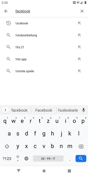 Geben Sie den Namen der App ein und wählen Sie Suchen