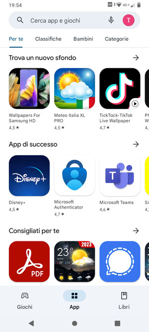 Seleziona la barra di ricerca