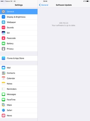 If your iPad is up to date, you will see the following screen