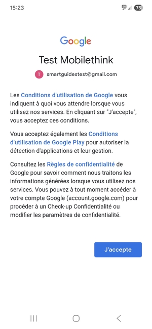 Sélectionnez J'accepte