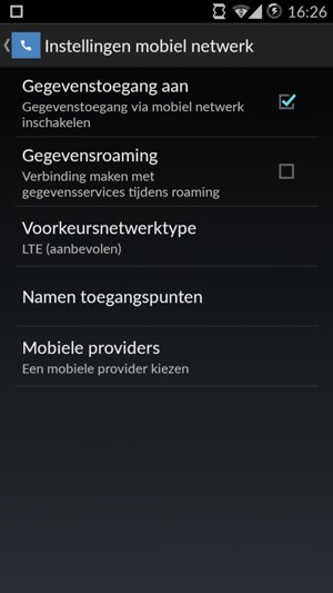 Selecteer Voorkeursnetwerktype