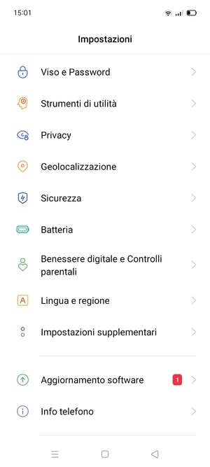 Scorri e seleziona Sicurezza