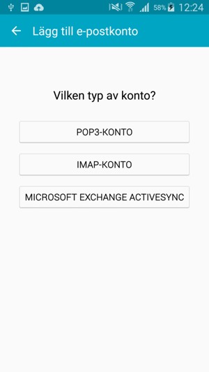 Välj MICROSOFT EXCHANGE ACTIVESYNC