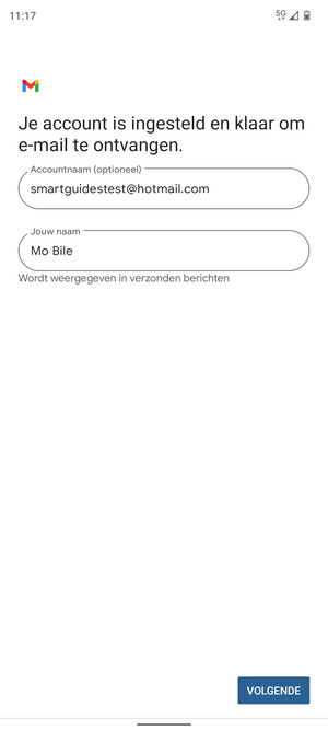 Geef uw account een naam en voer uw naam in. Selecteer VOLGENDE