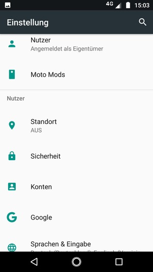 Scrollen Sie und wählen Sie Sicherheit