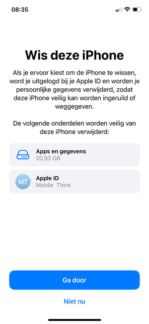 Selecteer Ga door