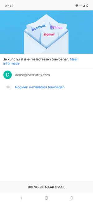 Selecteer BRENG ME NAAR GMAIL