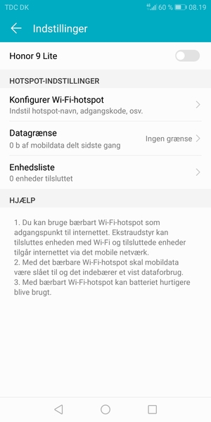 Vælg Konfigurer Wi-Fi-hotspot
