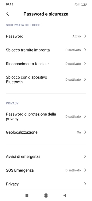 Il tuo telefono è ora protetto dal blocco schermo