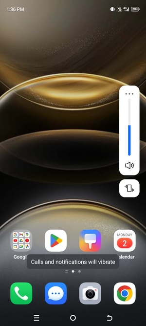 Select Vibrate to change to silent mode