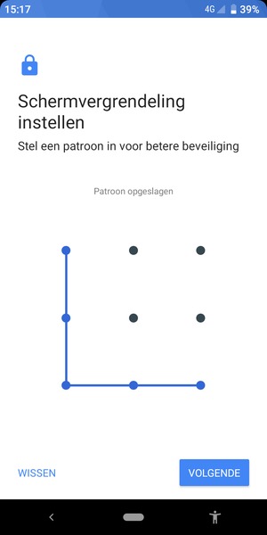 Teken een ontgrendelingspatroon en selecteer VOLGENDE