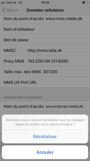 Sélectionnez Réinitialiser